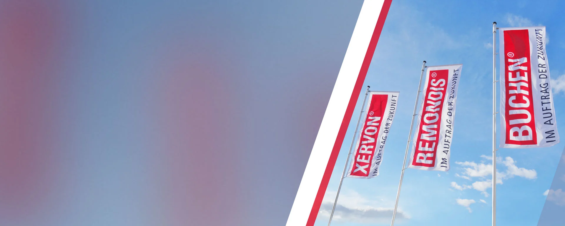 XERVON and REMONDIS flags blowing in the wind